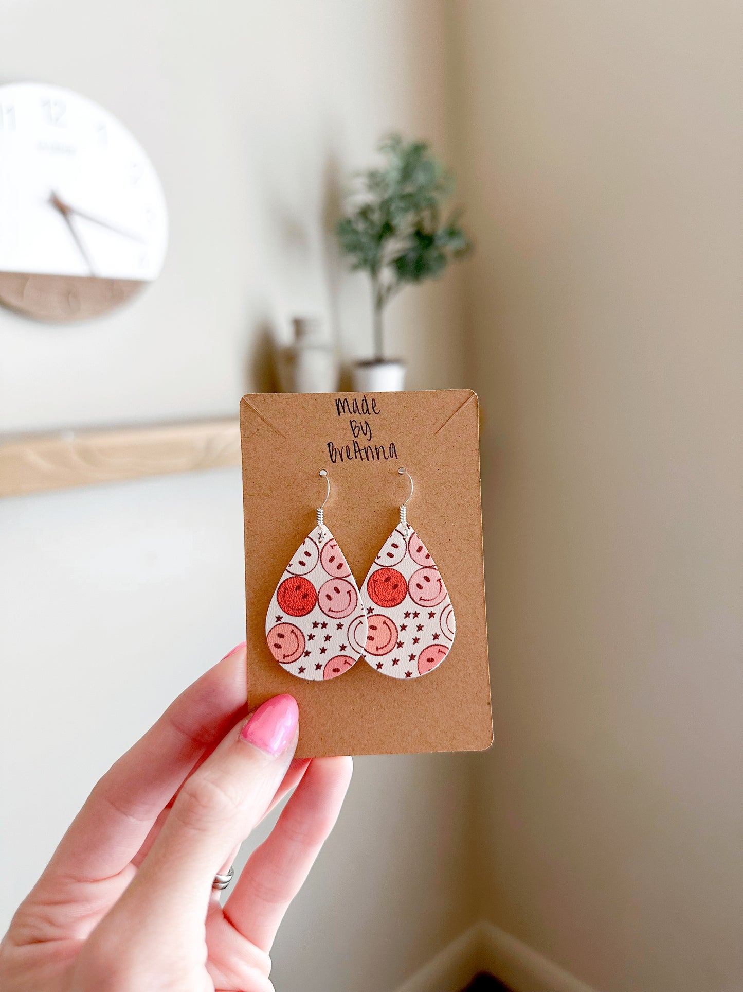 Pink Smiley Face Earrings
